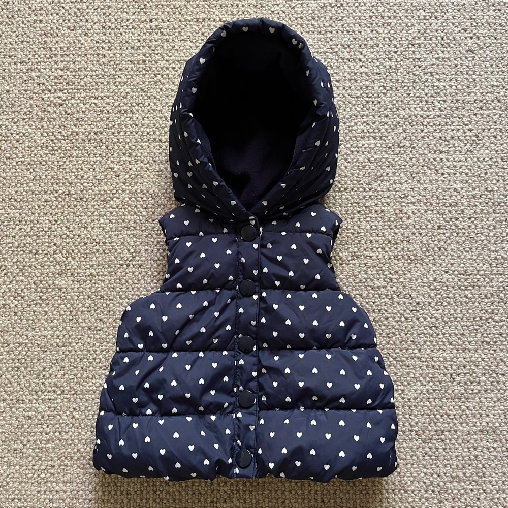Gymboree Toddler Girls Hooded puffer vest EUC sz 12-24 mons